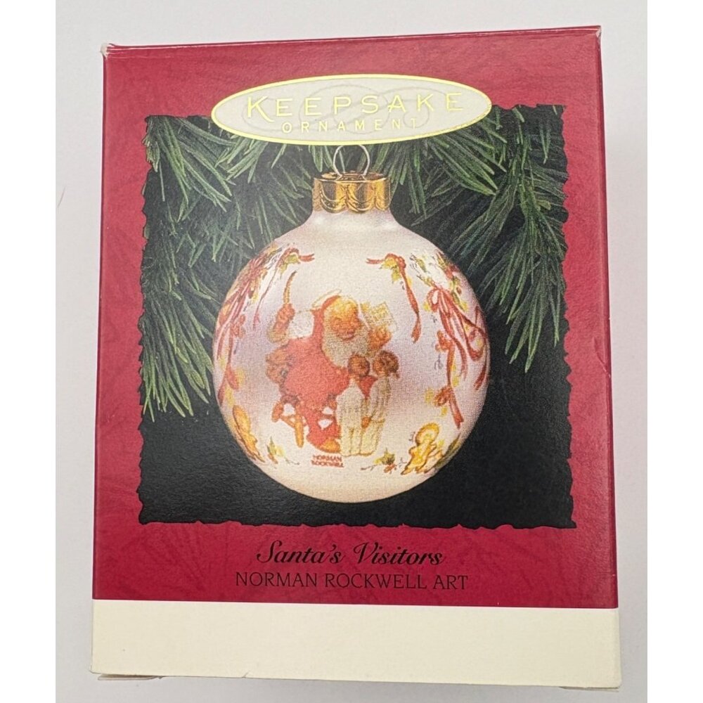 Norman Rockwell Hallmark Keepsake Santas Visitors Christmas Ornament Ball 1995 - Picture 4 of 9